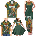 Personalized Kookaburras Field Hockey Family Matching Tank Maxi Dress and Hawaiian Shirt Kangaroo Australian Indigenous Dot Art Style With Vibrant Sun Patterns