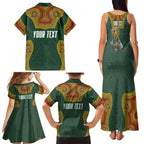 Personalized Kookaburras Field Hockey Family Matching Tank Maxi Dress and Hawaiian Shirt Kangaroo Australian Indigenous Dot Art Style With Vibrant Sun Patterns