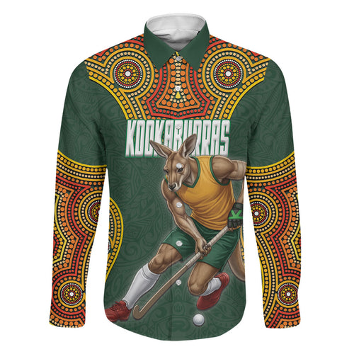 Personalized Kookaburras Field Hockey Family Matching Tank Maxi Dress and Hawaiian Shirt Kangaroo Australian Indigenous Dot Art Style With Vibrant Sun Patterns