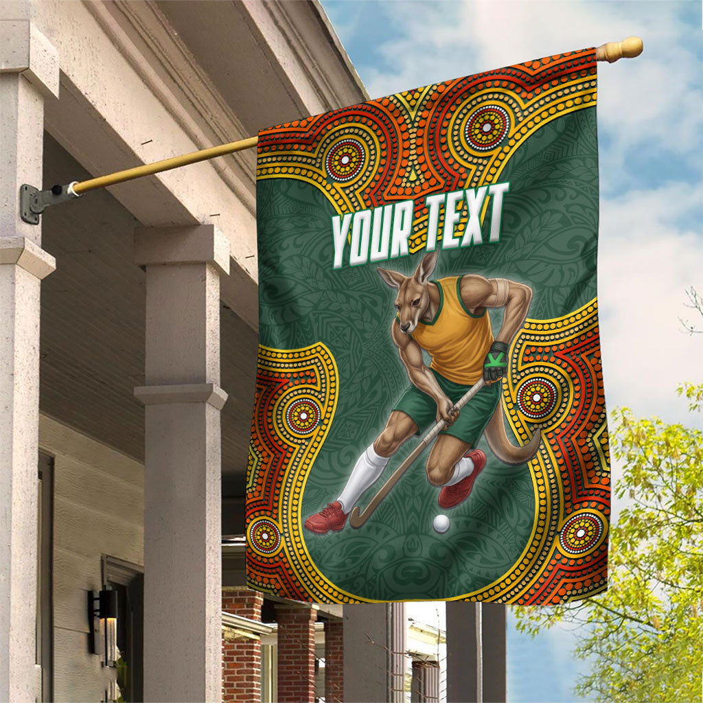Personalized Kookaburras Field Hockey Garden Flag Kangaroo Australian Indigenous Dot Art Style With Vibrant Sun Patterns