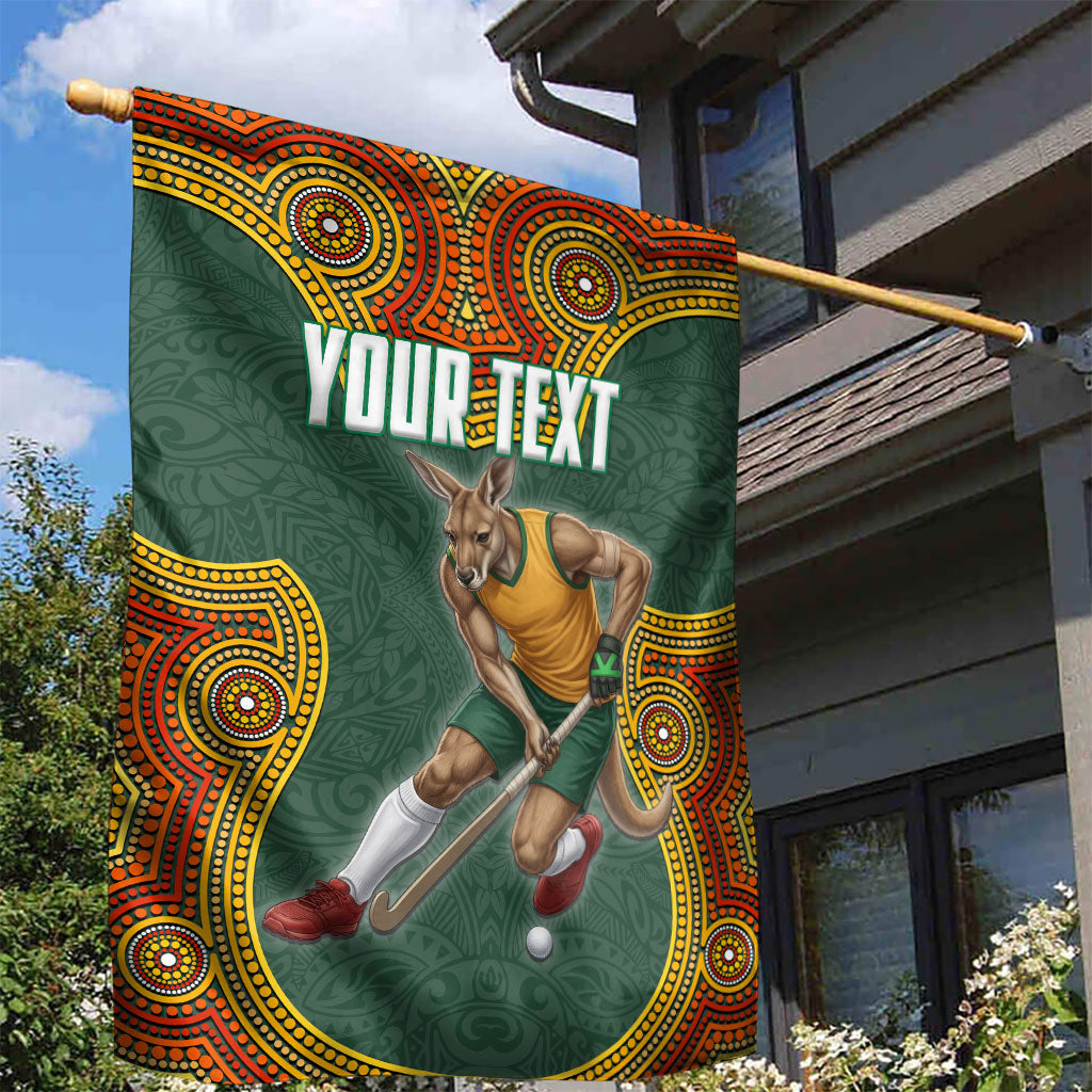 Personalized Kookaburras Field Hockey Garden Flag Kangaroo Australian Indigenous Dot Art Style With Vibrant Sun Patterns