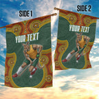 Personalized Kookaburras Field Hockey Garden Flag Kangaroo Australian Indigenous Dot Art Style With Vibrant Sun Patterns