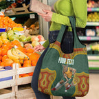 Personalized Kookaburras Field Hockey Grocery Bag Kangaroo Australian Indigenous Dot Art Style With Vibrant Sun Patterns