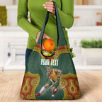 Personalized Kookaburras Field Hockey Grocery Bag Kangaroo Australian Indigenous Dot Art Style With Vibrant Sun Patterns