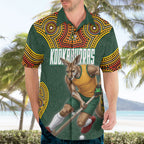 Personalized Kookaburras Field Hockey Hawaiian Shirt Kangaroo Australian Indigenous Dot Art Style With Vibrant Sun Patterns