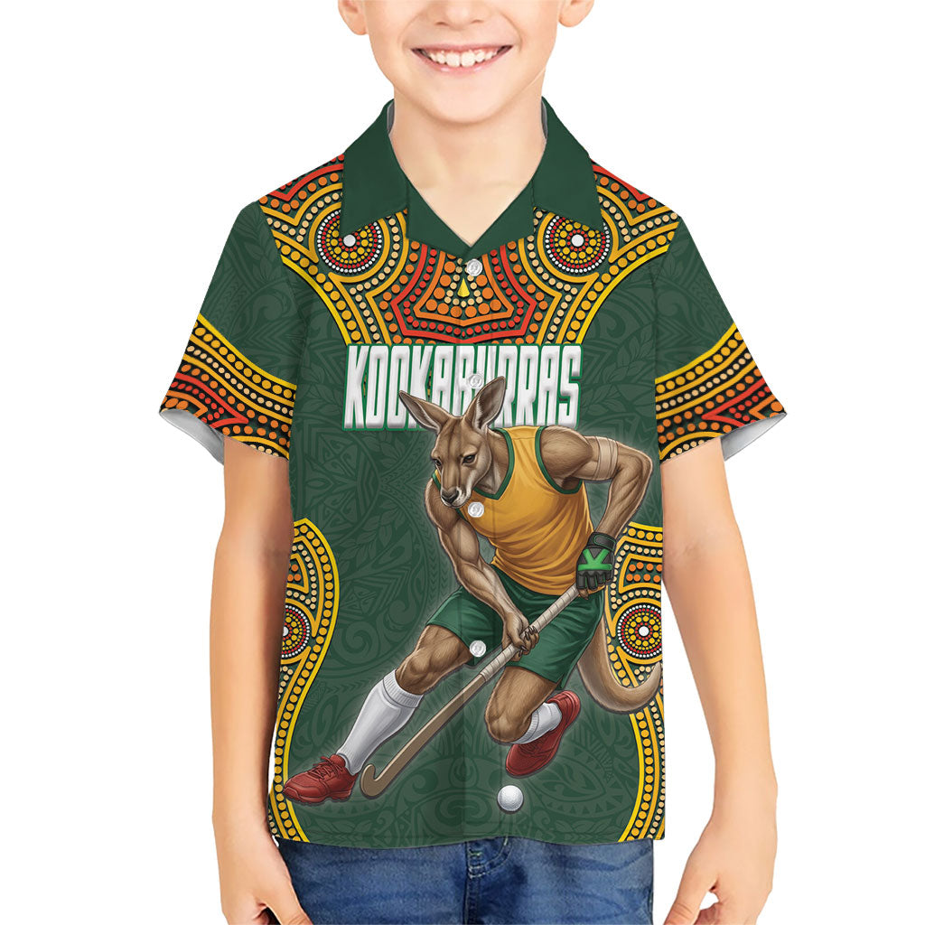 Personalized Kookaburras Field Hockey Hawaiian Shirt Kangaroo Australian Indigenous Dot Art Style With Vibrant Sun Patterns