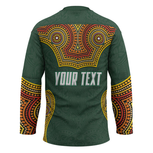 Personalized Kookaburras Field Hockey Hockey Jersey Kangaroo Australian Indigenous Dot Art Style With Vibrant Sun Patterns