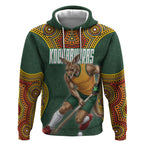 Personalized Kookaburras Field Hockey Hoodie Kangaroo Australian Indigenous Dot Art Style With Vibrant Sun Patterns