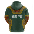 Personalized Kookaburras Field Hockey Hoodie Kangaroo Australian Indigenous Dot Art Style With Vibrant Sun Patterns