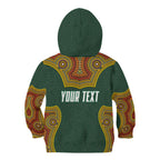 Personalized Kookaburras Field Hockey Kid Hoodie Kangaroo Australian Indigenous Dot Art Style With Vibrant Sun Patterns
