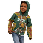 Personalized Kookaburras Field Hockey Kid Hoodie Kangaroo Australian Indigenous Dot Art Style With Vibrant Sun Patterns