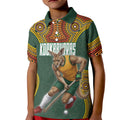 Personalized Kookaburras Field Hockey Kid Polo Shirt Kangaroo Australian Indigenous Dot Art Style With Vibrant Sun Patterns