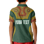 Personalized Kookaburras Field Hockey Kid Polo Shirt Kangaroo Australian Indigenous Dot Art Style With Vibrant Sun Patterns