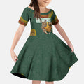Personalized Kookaburras Field Hockey Kid Short Sleeve Dress Kangaroo Australian Indigenous Dot Art Style With Vibrant Sun Patterns