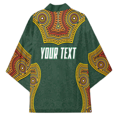 Personalized Kookaburras Field Hockey Kimono Kangaroo Australian Indigenous Dot Art Style With Vibrant Sun Patterns