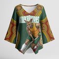 Personalized Kookaburras Field Hockey Kimono Sleeve Blouse Kangaroo Australian Indigenous Dot Art Style With Vibrant Sun Patterns