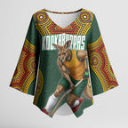 Personalized Kookaburras Field Hockey Kimono Sleeve Blouse Kangaroo Australian Indigenous Dot Art Style With Vibrant Sun Patterns