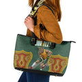 Personalized Kookaburras Field Hockey Leather Tote Bag Kangaroo Australian Indigenous Dot Art Style With Vibrant Sun Patterns