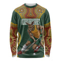 Personalized Kookaburras Field Hockey Long Sleeve Shirt Kangaroo Australian Indigenous Dot Art Style With Vibrant Sun Patterns