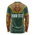Personalized Kookaburras Field Hockey Long Sleeve Shirt Kangaroo Australian Indigenous Dot Art Style With Vibrant Sun Patterns