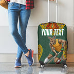 Personalized Kookaburras Field Hockey Luggage Cover Kangaroo Australian Indigenous Dot Art Style With Vibrant Sun Patterns