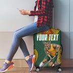 Personalized Kookaburras Field Hockey Luggage Cover Kangaroo Australian Indigenous Dot Art Style With Vibrant Sun Patterns