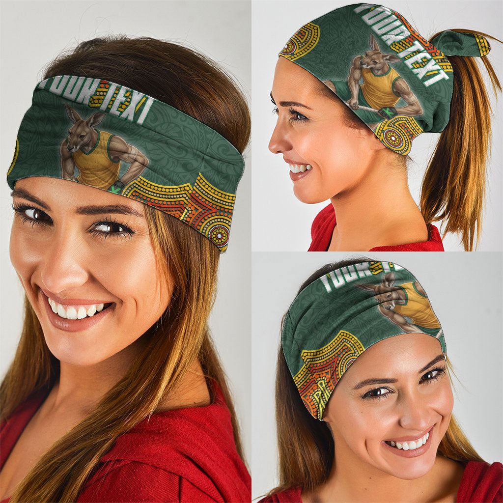 Personalized Kookaburras Field Hockey Neck Gaiter Kangaroo Australian Indigenous Dot Art Style With Vibrant Sun Patterns