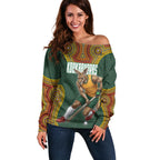 Personalized Kookaburras Field Hockey Off Shoulder Sweater Kangaroo Australian Indigenous Dot Art Style With Vibrant Sun Patterns