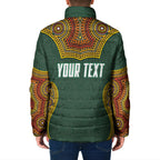 Personalized Kookaburras Field Hockey Padded Jacket Kangaroo Australian Indigenous Dot Art Style With Vibrant Sun Patterns