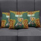 Personalized Kookaburras Field Hockey Pillow Cover Kangaroo Australian Indigenous Dot Art Style With Vibrant Sun Patterns