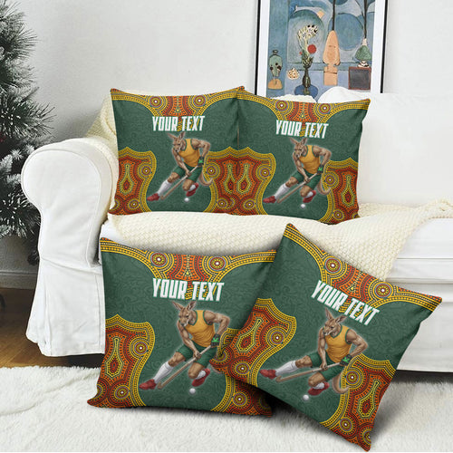 Personalized Kookaburras Field Hockey Pillow Cover Kangaroo Australian Indigenous Dot Art Style With Vibrant Sun Patterns