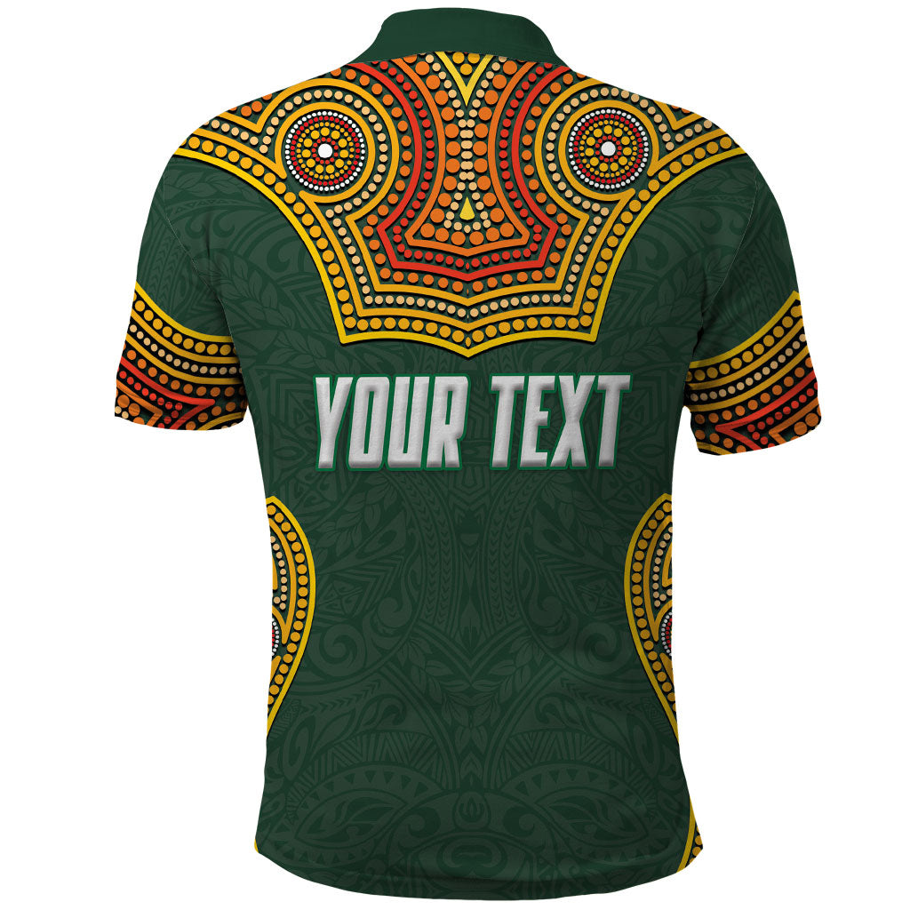 Personalized Kookaburras Field Hockey Polo Shirt Kangaroo Australian Indigenous Dot Art Style With Vibrant Sun Patterns