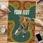 Personalized Kookaburras Field Hockey Puzzle Kangaroo Australian Indigenous Dot Art Style With Vibrant Sun Patterns