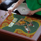Personalized Kookaburras Field Hockey Puzzle Kangaroo Australian Indigenous Dot Art Style With Vibrant Sun Patterns