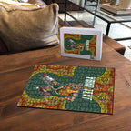 Personalized Kookaburras Field Hockey Puzzle Kangaroo Australian Indigenous Dot Art Style With Vibrant Sun Patterns