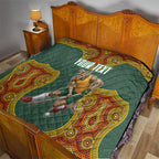 Personalized Kookaburras Field Hockey Quilt Kangaroo Australian Indigenous Dot Art Style With Vibrant Sun Patterns
