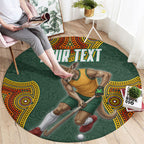 Personalized Kookaburras Field Hockey Round Carpet Kangaroo Australian Indigenous Dot Art Style With Vibrant Sun Patterns