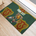 Personalized Kookaburras Field Hockey Rubber Doormat Kangaroo Australian Indigenous Dot Art Style With Vibrant Sun Patterns