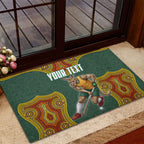 Personalized Kookaburras Field Hockey Rubber Doormat Kangaroo Australian Indigenous Dot Art Style With Vibrant Sun Patterns