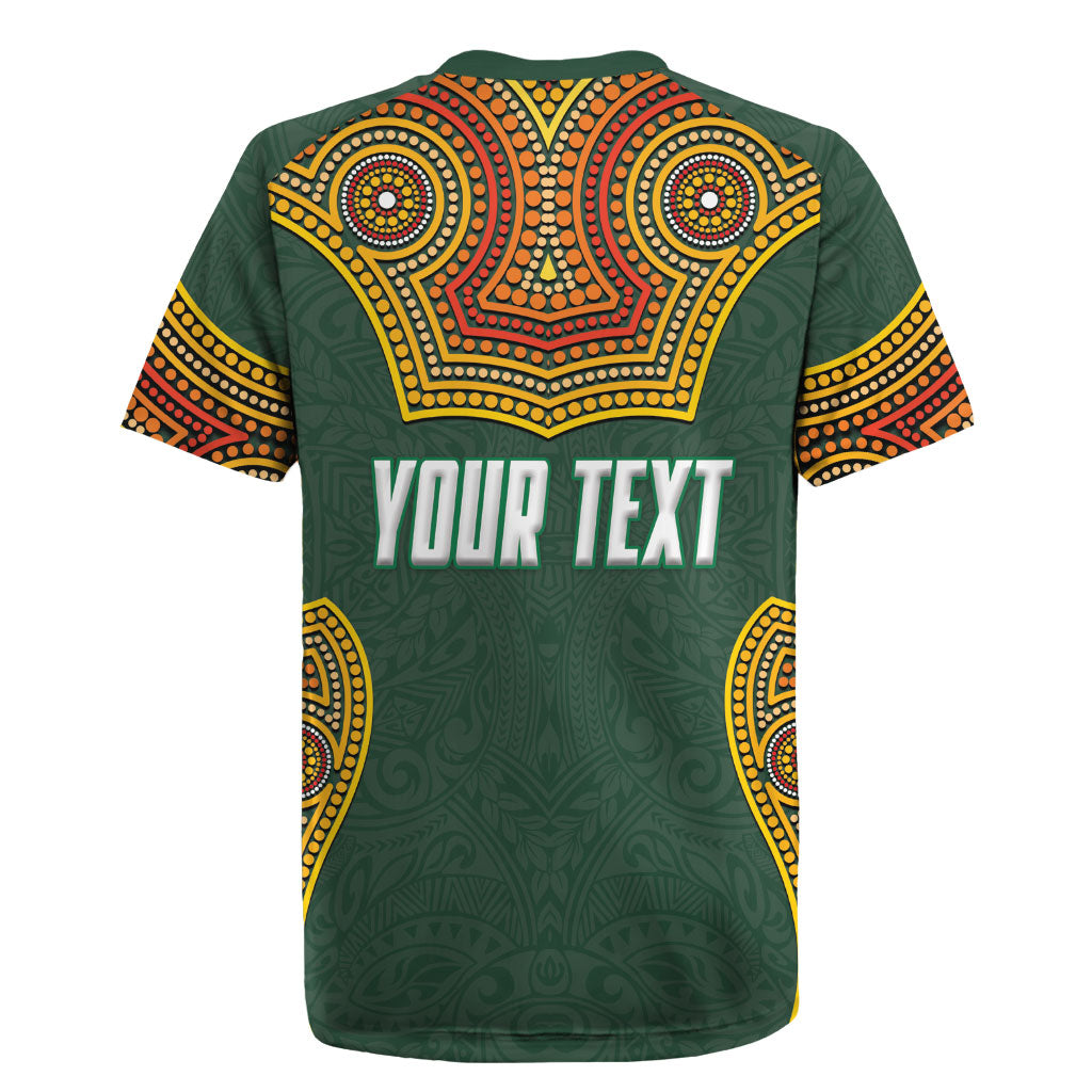 Personalized Kookaburras Field Hockey Rugby Jersey Kangaroo Australian Indigenous Dot Art Style With Vibrant Sun Patterns