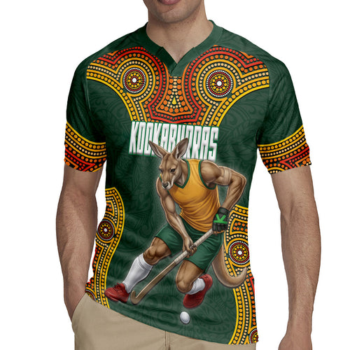Personalized Kookaburras Field Hockey Rugby Jersey Kangaroo Australian Indigenous Dot Art Style With Vibrant Sun Patterns