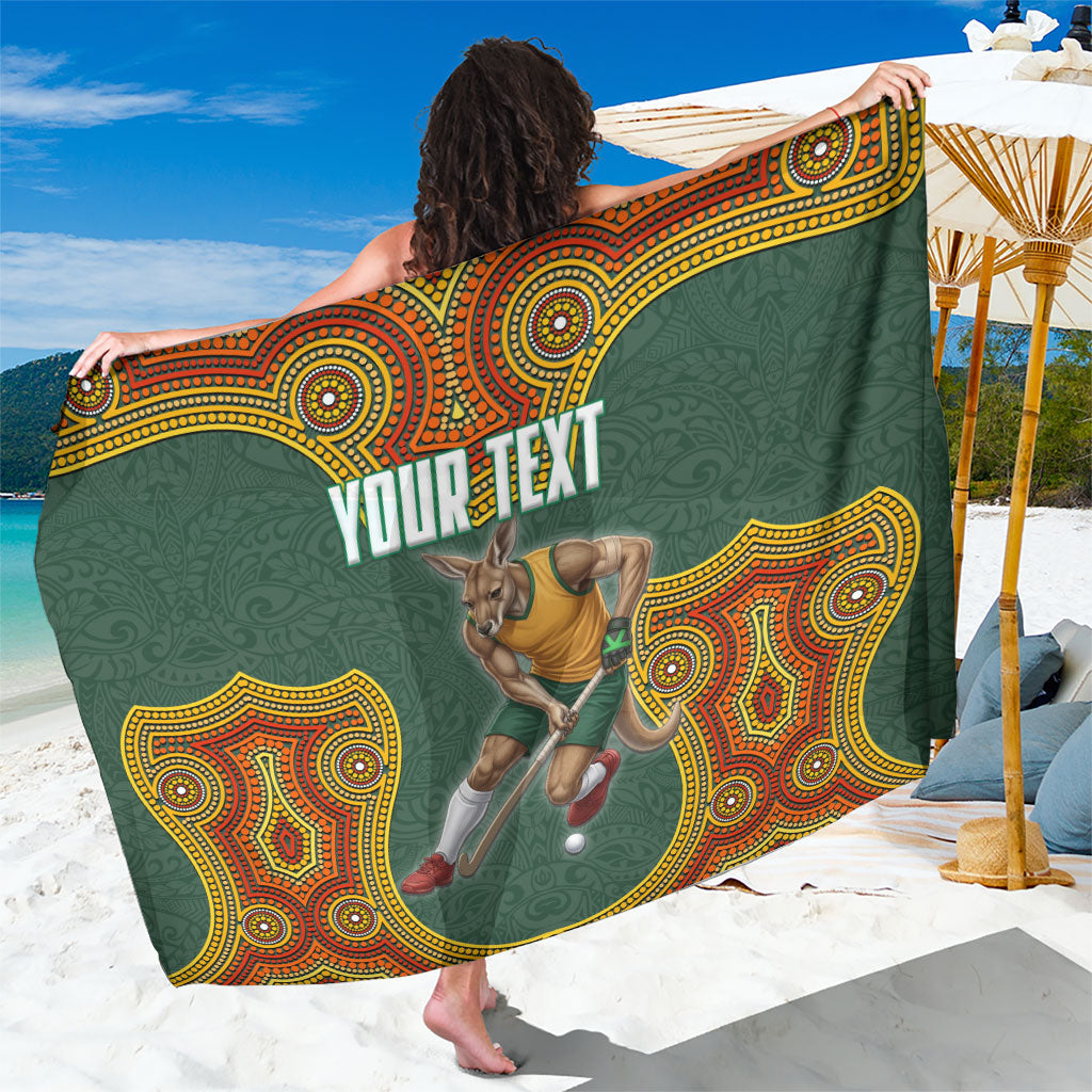 Personalized Kookaburras Field Hockey Sarong Kangaroo Australian Indigenous Dot Art Style With Vibrant Sun Patterns