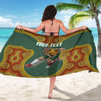 Personalized Kookaburras Field Hockey Sarong Kangaroo Australian Indigenous Dot Art Style With Vibrant Sun Patterns