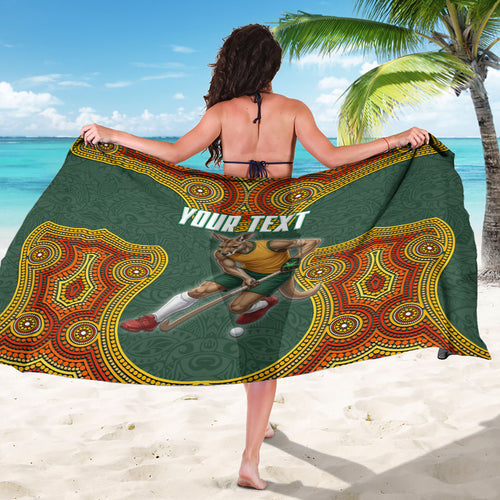 Personalized Kookaburras Field Hockey Sarong Kangaroo Australian Indigenous Dot Art Style With Vibrant Sun Patterns