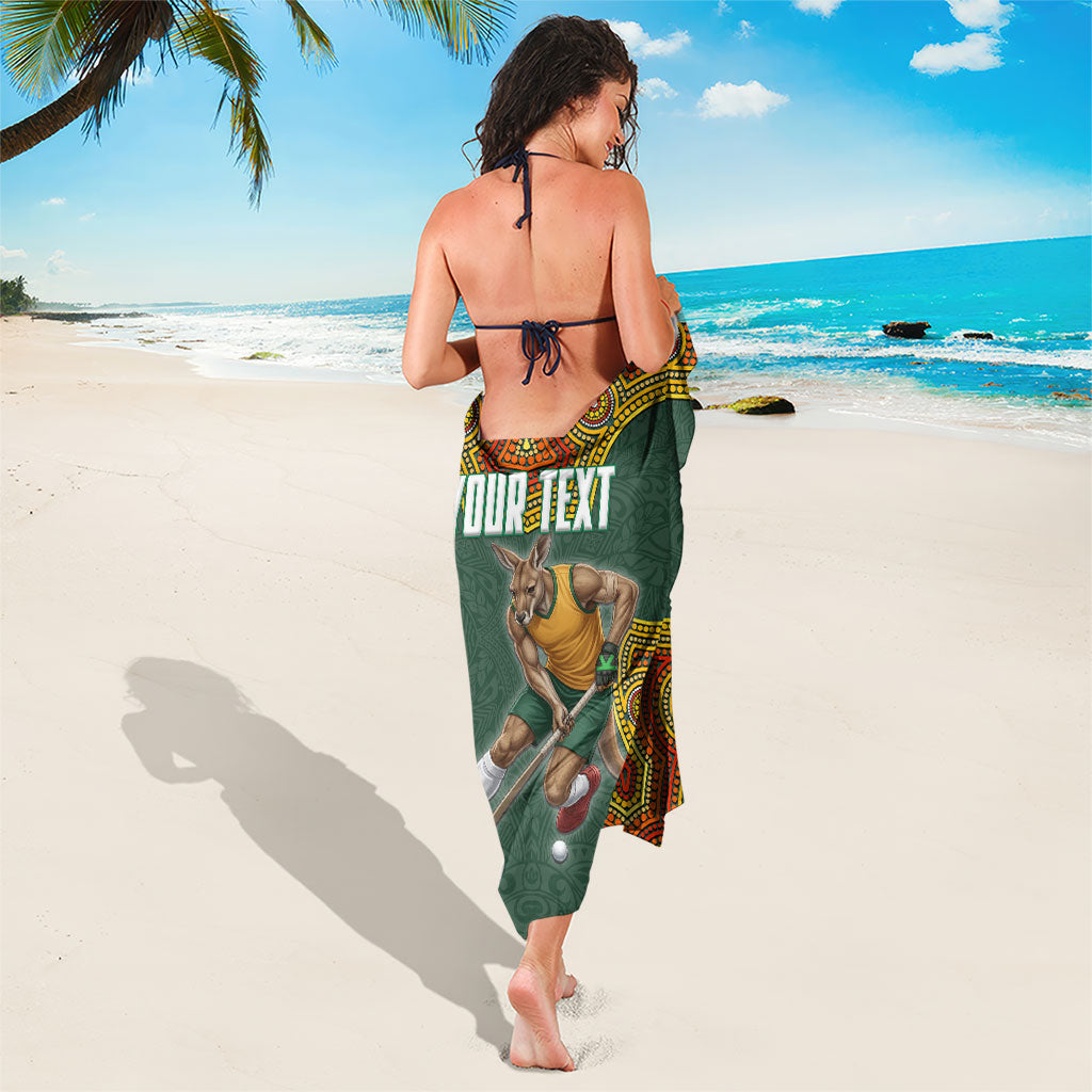 Personalized Kookaburras Field Hockey Sarong Kangaroo Australian Indigenous Dot Art Style With Vibrant Sun Patterns