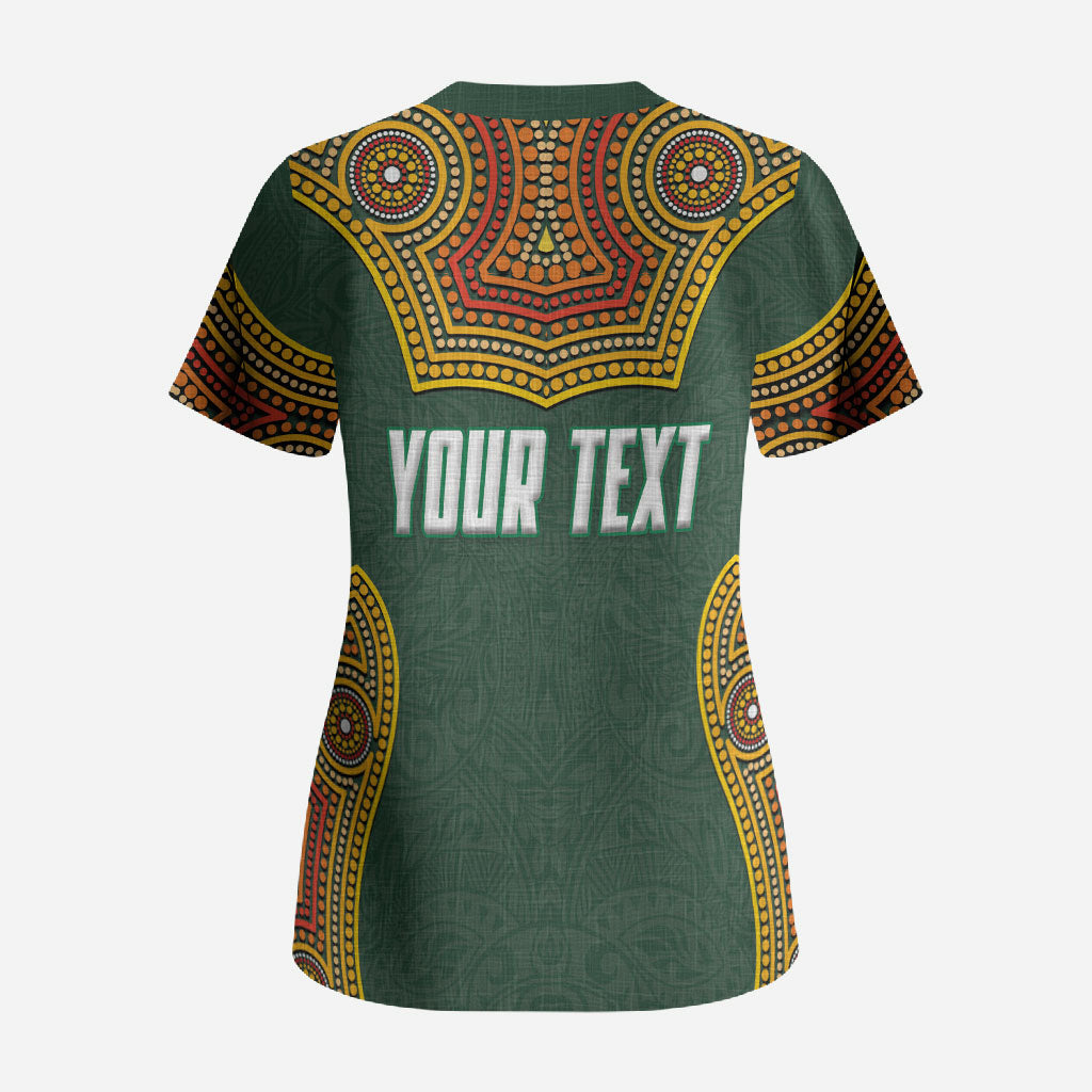 Personalized Kookaburras Field Hockey Scrub Top Kangaroo Australian Indigenous Dot Art Style With Vibrant Sun Patterns
