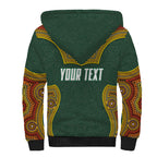 Personalized Kookaburras Field Hockey Sherpa Hoodie Kangaroo Australian Indigenous Dot Art Style With Vibrant Sun Patterns