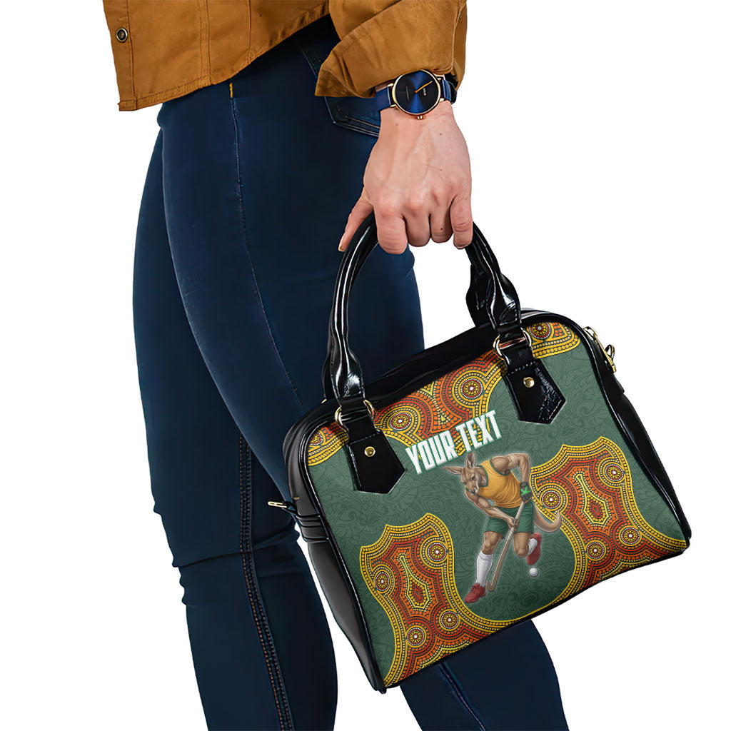 Personalized Kookaburras Field Hockey Shoulder Handbag Kangaroo Australian Indigenous Dot Art Style With Vibrant Sun Patterns