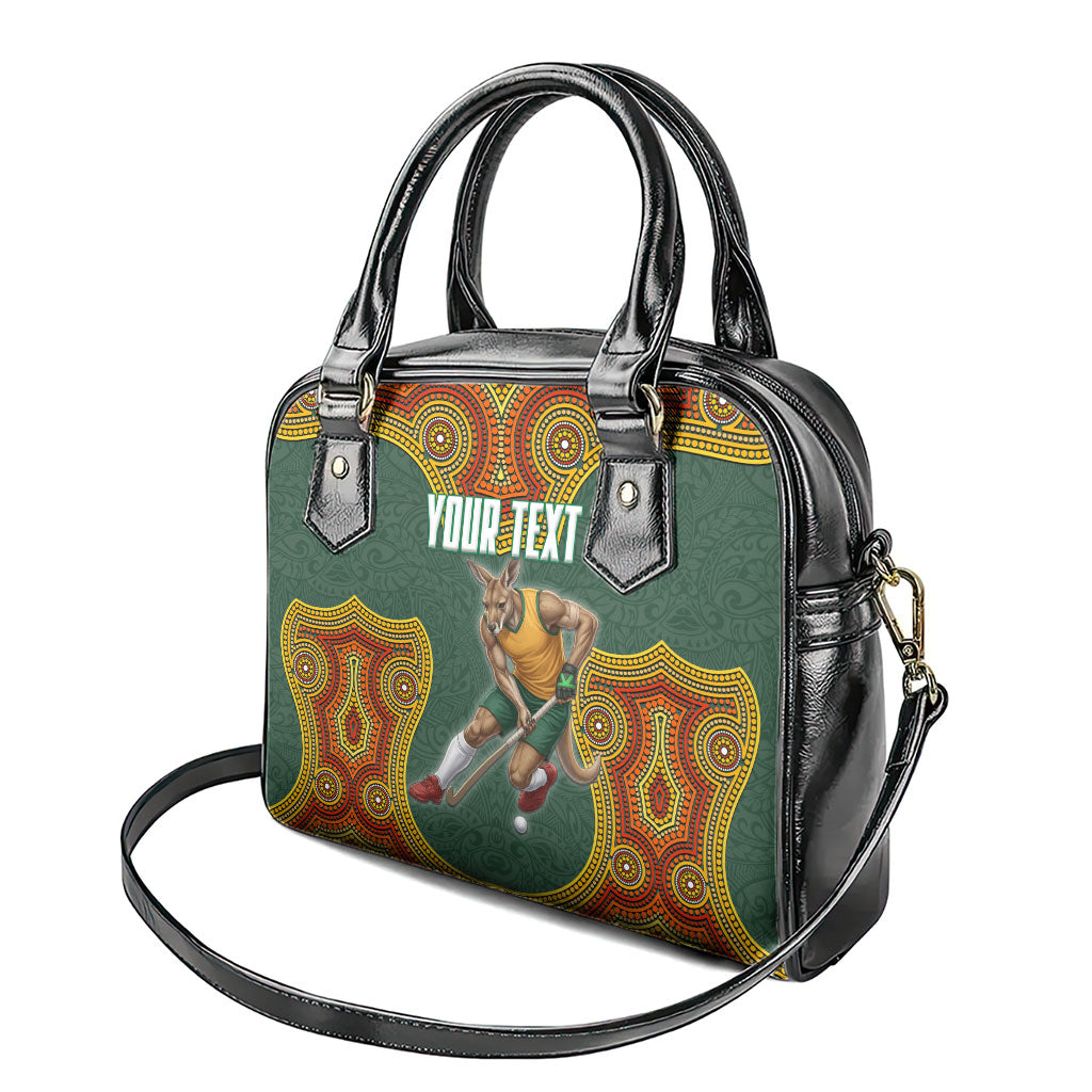 Personalized Kookaburras Field Hockey Shoulder Handbag Kangaroo Australian Indigenous Dot Art Style With Vibrant Sun Patterns