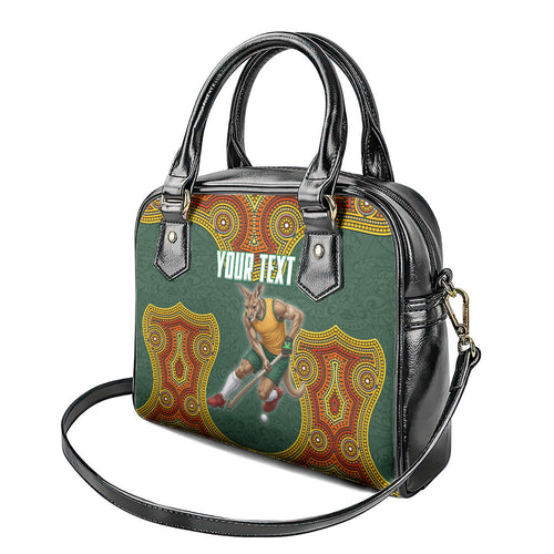 Personalized Kookaburras Field Hockey Shoulder Handbag Kangaroo Australian Indigenous Dot Art Style With Vibrant Sun Patterns